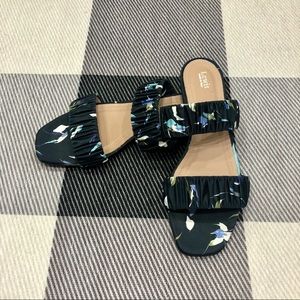 Lewit Elena Ruched Floral Strappy Sandals 8.5 NWOB